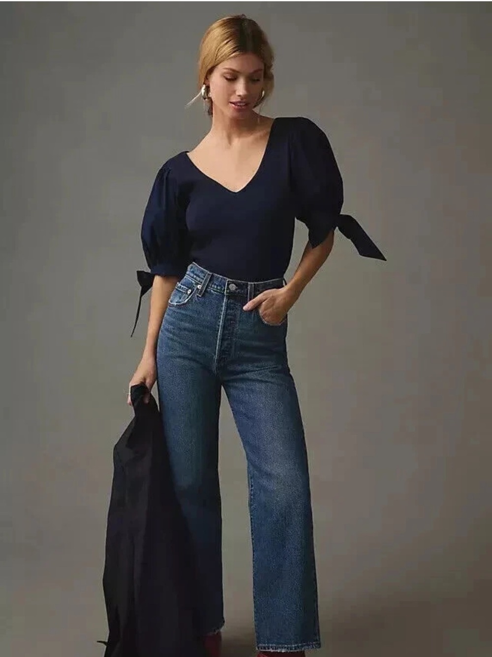 Anthropologie/Maeve Puff Sleeve Top with Adjustable Tie Cuffs - Picture 5 of 12